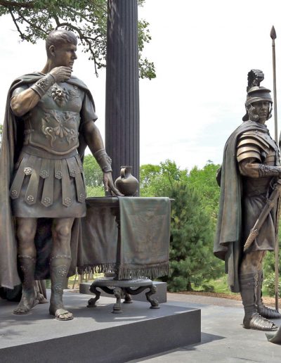 The First Station of the Cross, 1st of 14 stations with with multiple over life-size bronze figures by Thomas Jay Warren, NSS