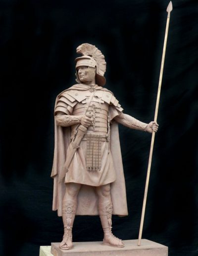The First Station of the Cross, clay sculpture of Roman soldier (front)