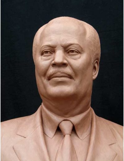 Congressman Donald Payne, detail of head - 7' original clay sculpture by Thomas Jay Warren, NSS, in the studio. Finished bronze statue stands at the Congressman Donald Payne Plaza in Essex County, New Jersey
